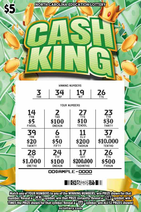 Cash King scratchcard - game number #26 - front-scratched