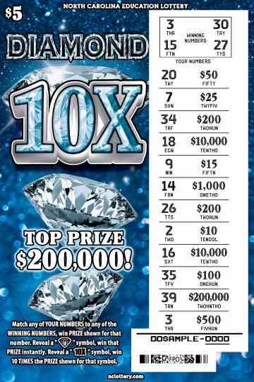 Diamond 10X scratchcard - game number #971 - front-scratched