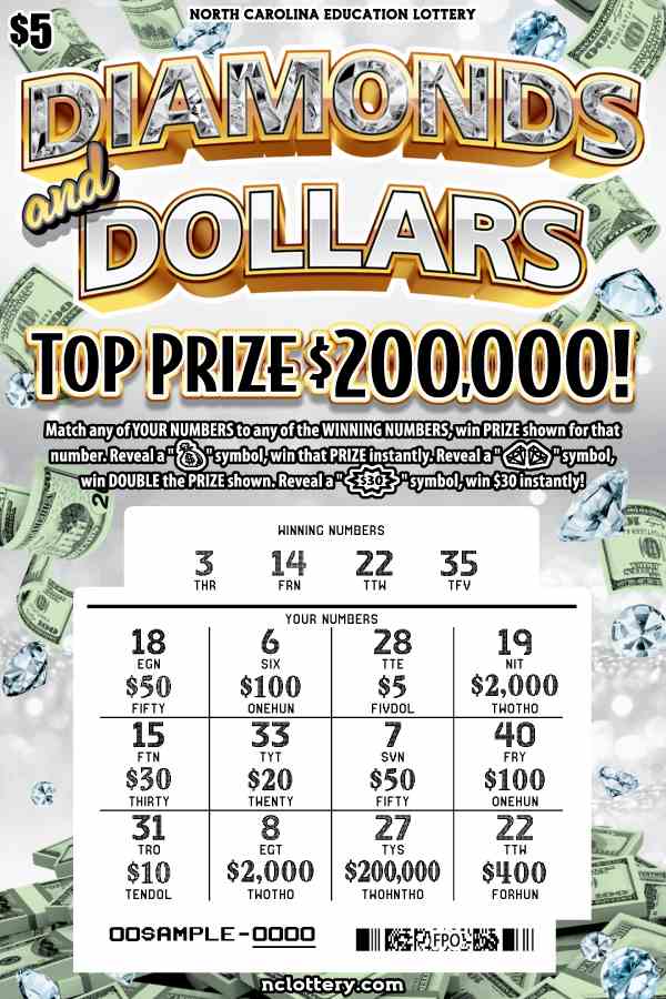 Diamonds And Dollars scratchcard - game number #41 - front-scratched