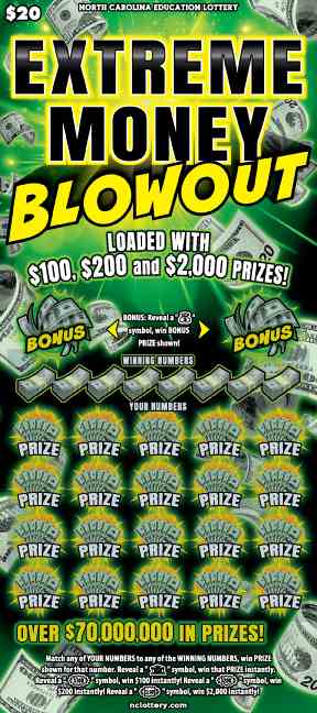 Extreme Money Blowout scratchcard - game number #43 - front