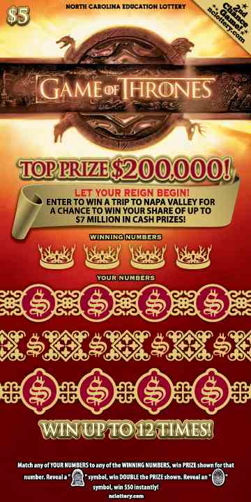 Game Of Thrones scratchcard - game number #942 - front