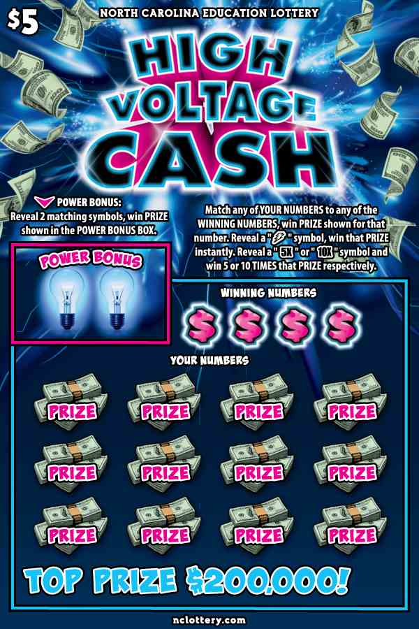 High Voltage Cash scratchcard - game number #13 - front