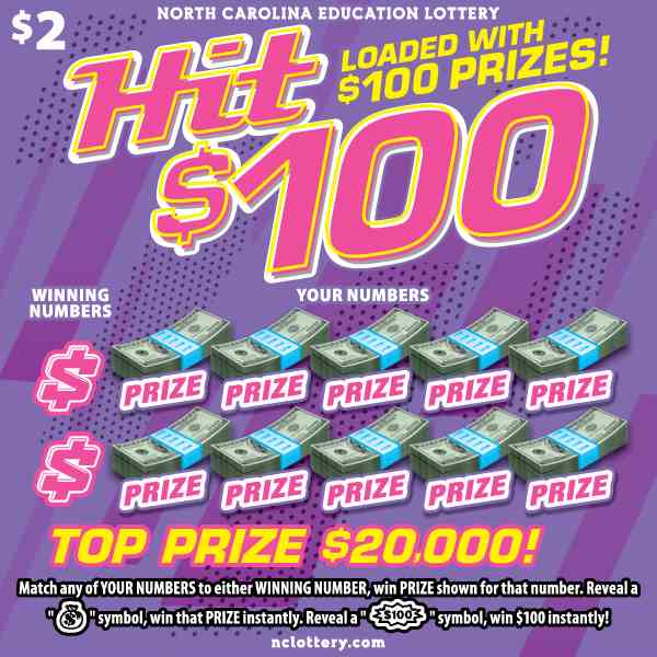 Hit $100 scratchcard - game number #986 - front