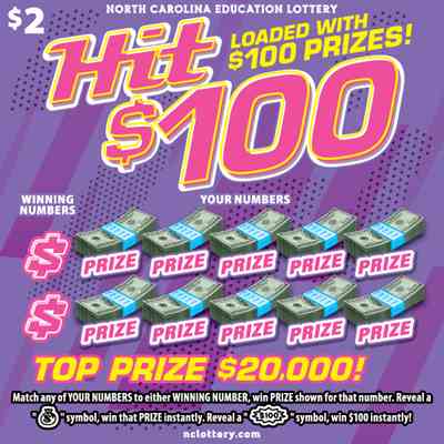 Hit $100 scratchcard - game number #986 - front