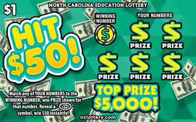 Hit $50! scratchcard - game number #51 - front