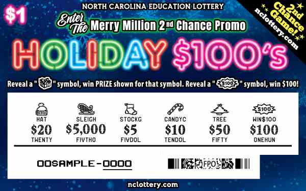 Holiday $100S scratchcard - game number #16 - front-scratched