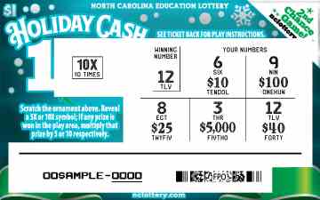 Holiday Cash 10X scratchcard - game number #953 - front-scratched