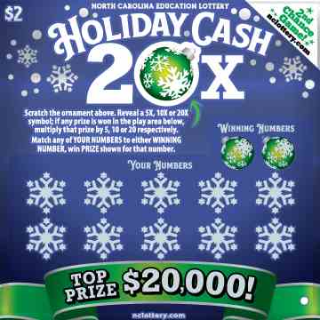 Holiday Cash 20X scratchcard - game number #954 - front