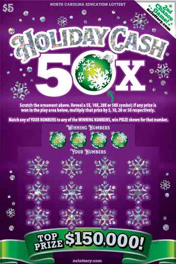 Holiday Cash 50X scratchcard - game number #956 - front