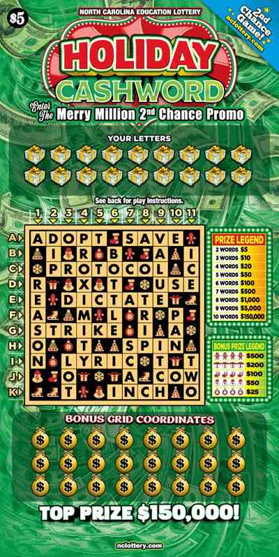 Holiday Cashword scratchcard - game number #19 - front
