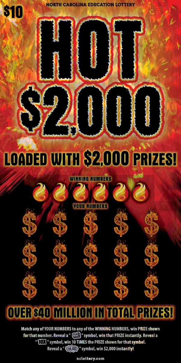 Hot $2,000 scratchcard - game number #3 - front