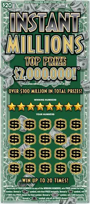 Instant Millions scratchcard - game number #932 - front
