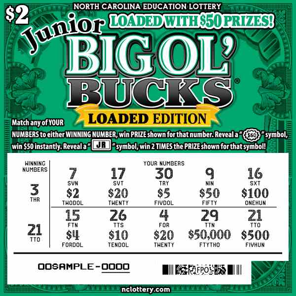 Jr Big Ol Bucks scratchcard - game number #44 - front-scratched