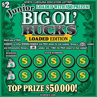 Jr Big Ol Bucks scratchcard - game number #44 - front