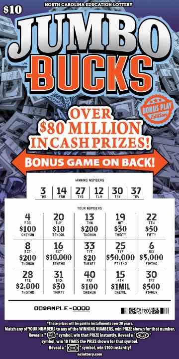Jumbo Bucks scratchcard - game number #948 - front-scratched