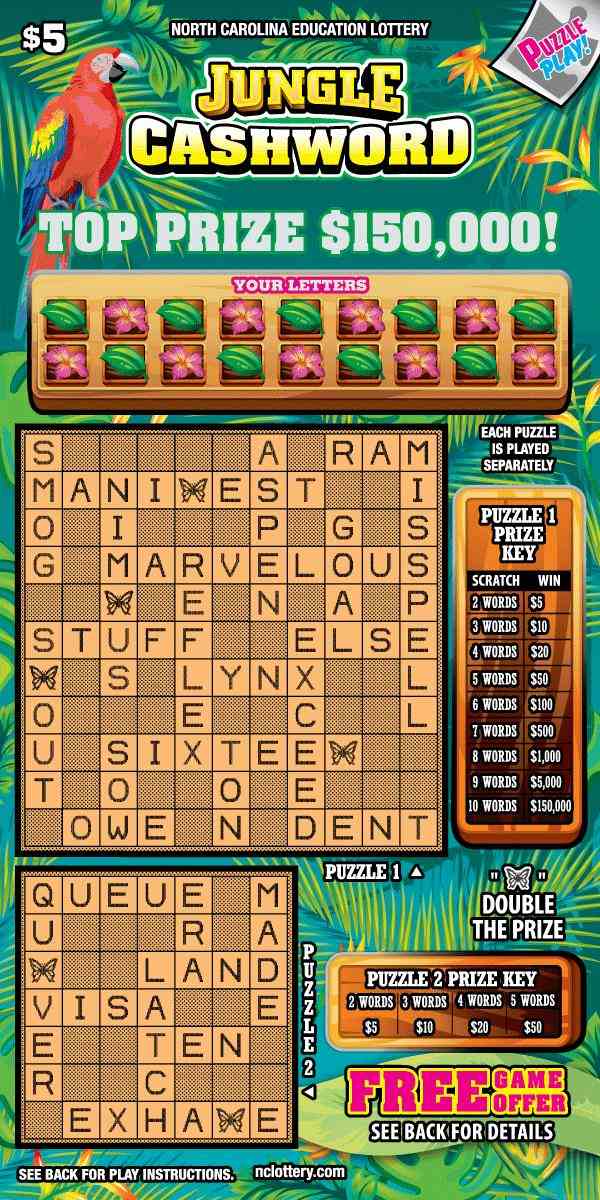 Jungle Cashword scratchcard - game number #42 - front