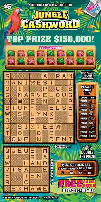 Jungle Cashword scratchcard - game number #42 - front