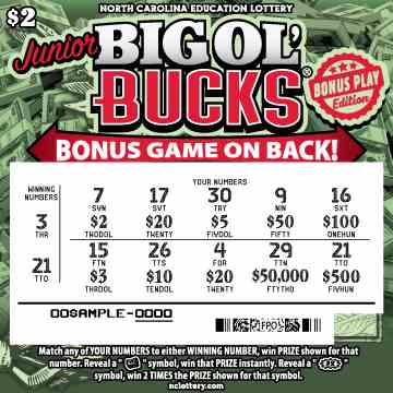 Junior Big Ol' Bucks® scratchcard - game number #946 - front-scratched