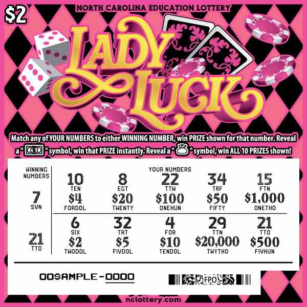 Lady Luck scratchcard - game number #990 - front-scratched