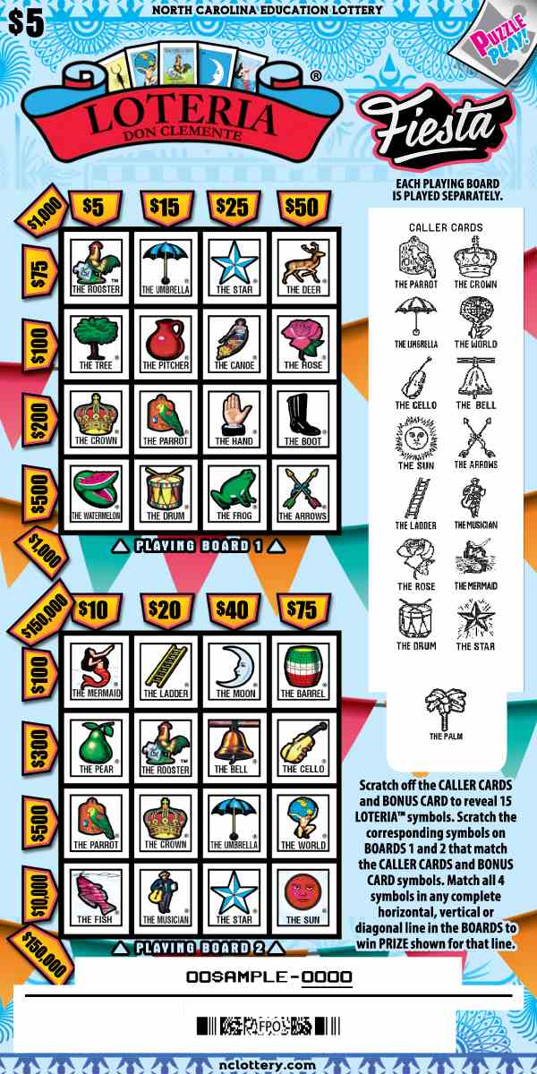 Loteria® Fiesta scratchcard - game number #2 - front-scratched