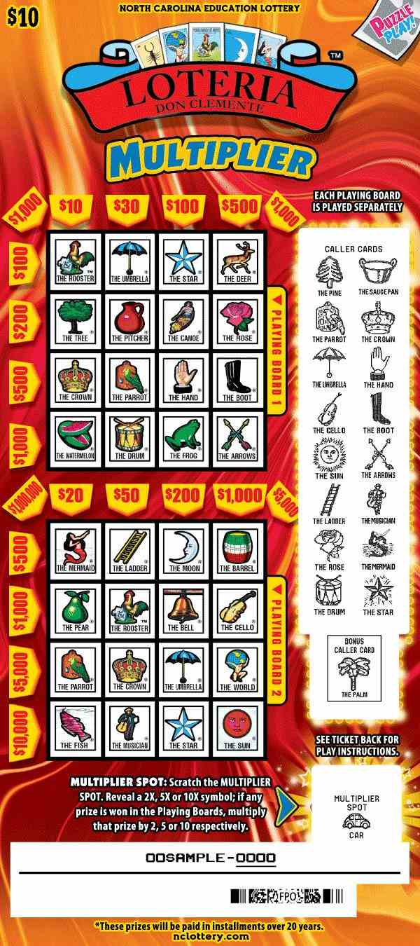Loteria Multiplier scratchcard - game number #34 - front-scratched