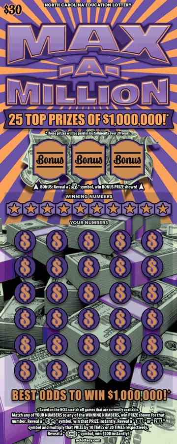 Max-A-Million scratchcard - game number #985 - front