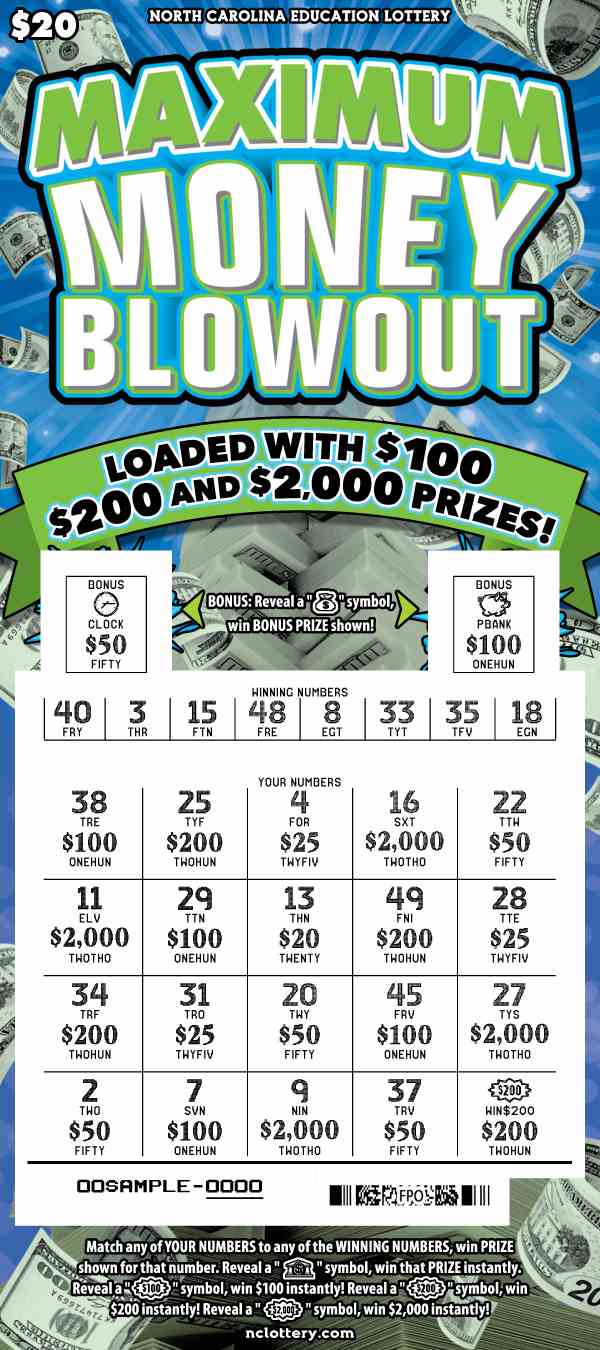 Maximum Money Blowout scratchcard - game number #989 - front-scratched