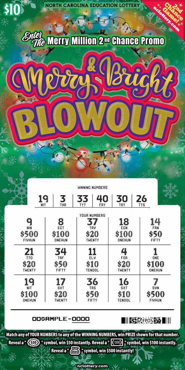 Merry & Bright Blowout scratchcard - game number #20 - front-scratched