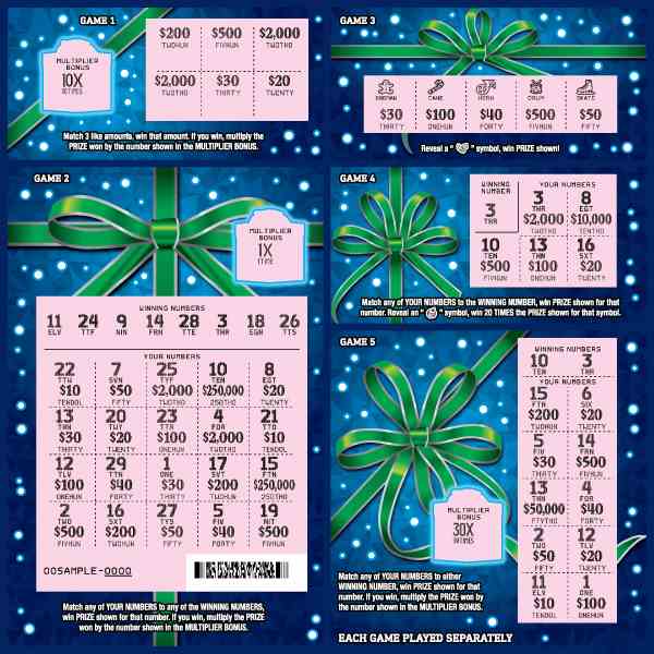 Merry Multiplier scratchcard - game number #958 - front-scratched
