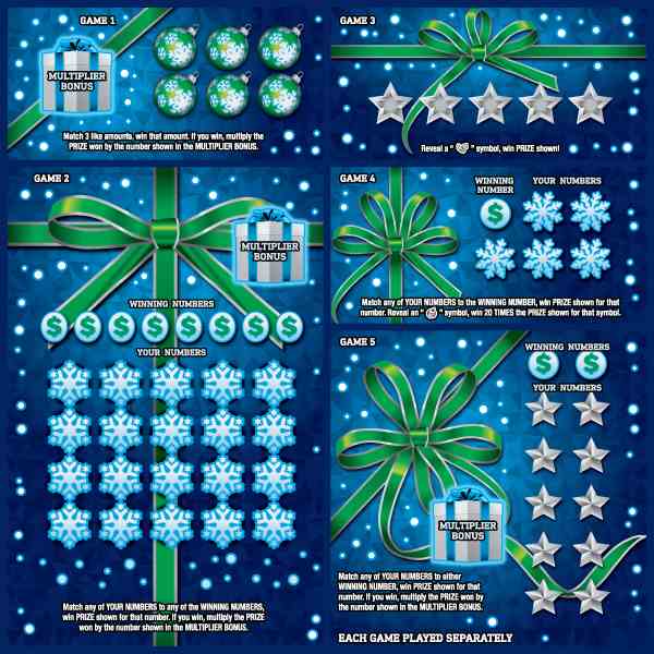 Merry Multiplier scratchcard - game number #958 - front