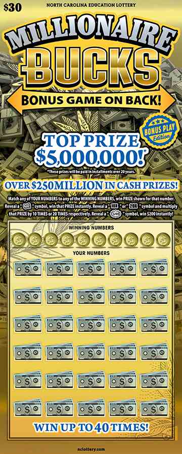 Millionaire Bucks scratchcard - game number #952 - front