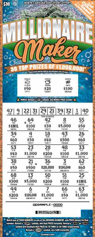 Millionaire Maker scratchcard - game number #774 - front-scratched