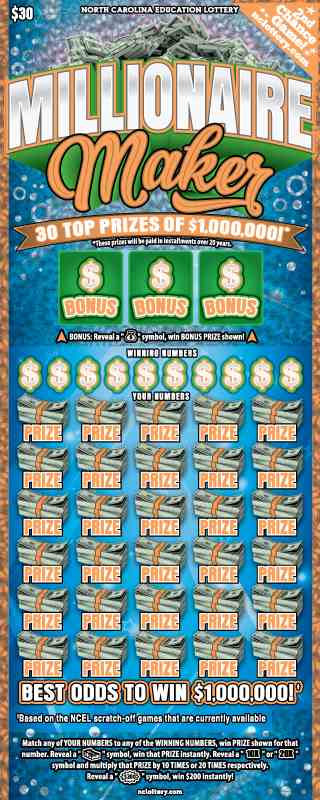 Millionaire Maker scratchcard - game number #774 - front