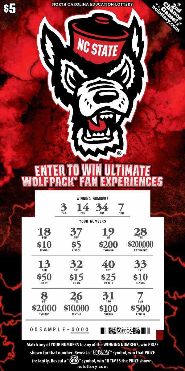 Nc State® scratchcard - game number #60 - front-scratched