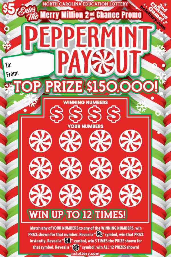 Peppermint Payout scratchcard - game number #18 - front