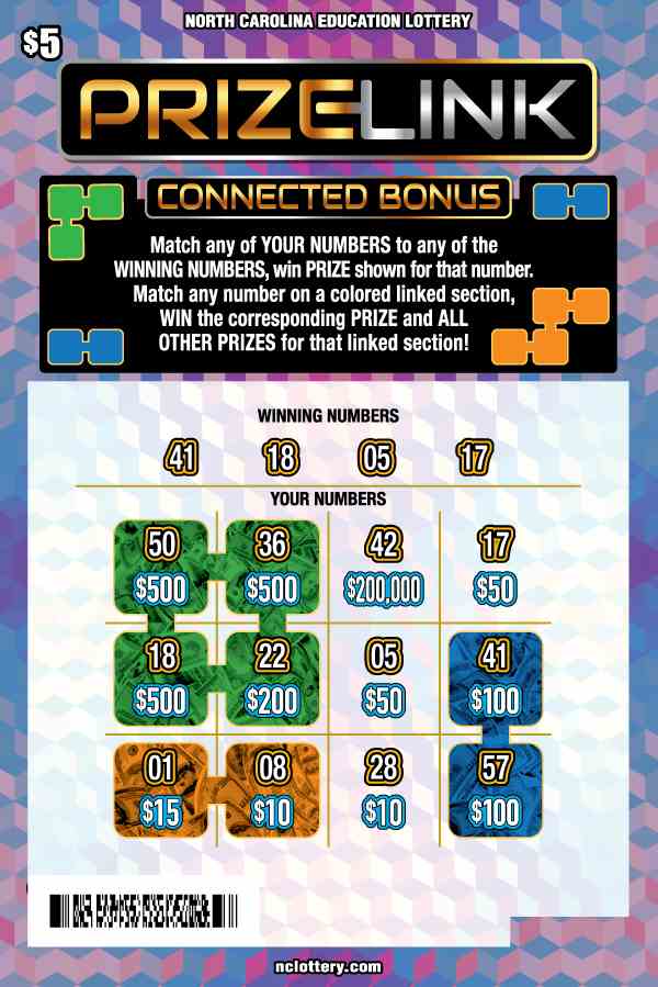 Prize Link Connect scratchcard - game number #37 - front-scratched