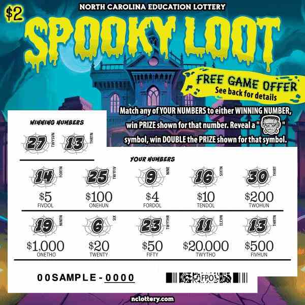 Spooky Loot scratchcard - game number #9 - front-scratched
