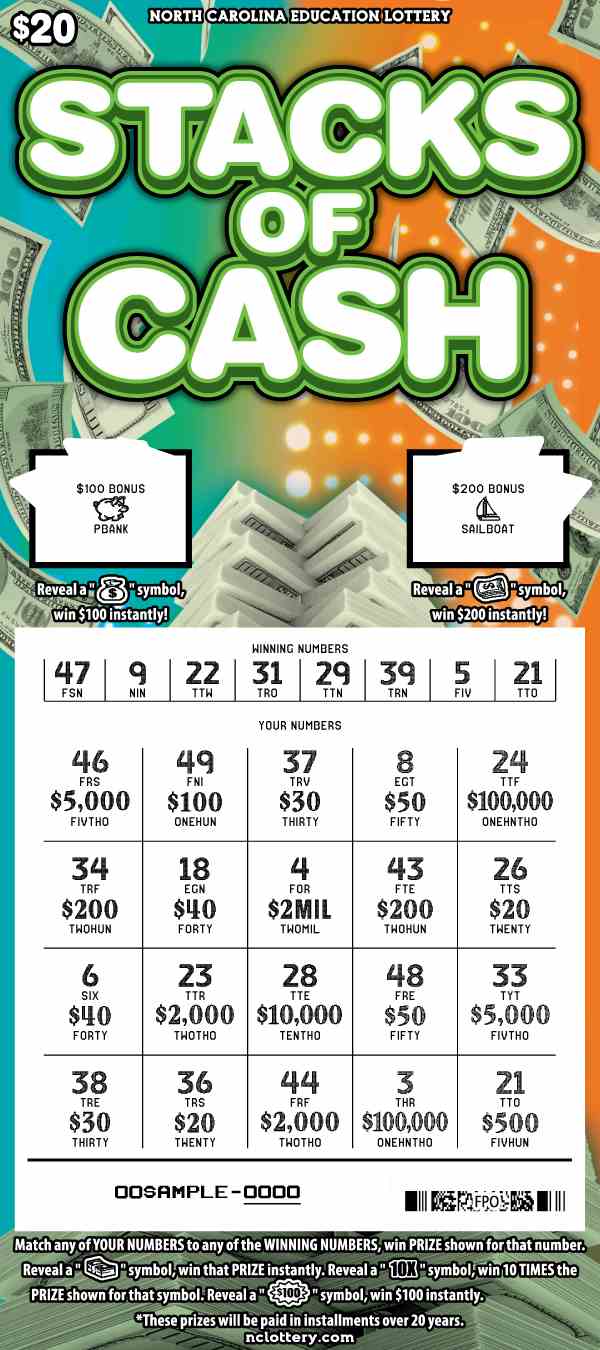 Stacks Of Cash scratchcard - game number #27 - front-scratched