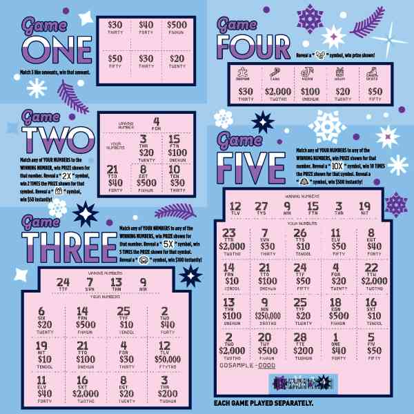 Winter Winfall scratchcard - game number #21 - front-scratched