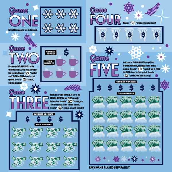 Winter Winfall scratchcard - game number #21 - front