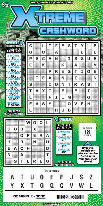 Xtreme Cashword scratchcard - game number #949 - front-scratched