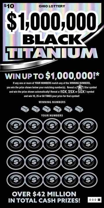 $1,000,000 Black Titanium scratchcard - game number #1125 - front