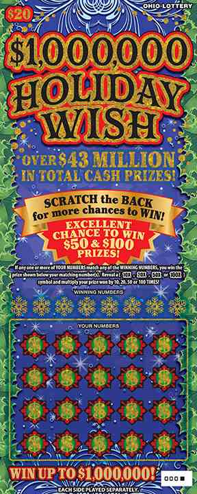 $1,000,000 Holiday Wish scratchcard - game number #1048 - front