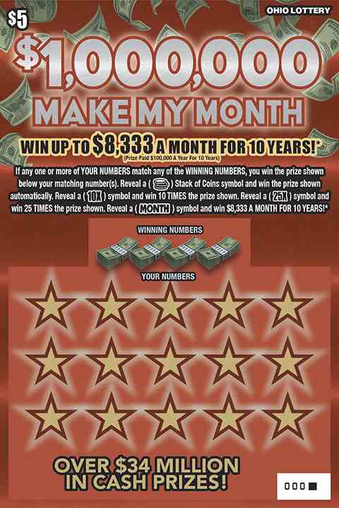 $1,000,000 Make My Month scratchcard - game number #765 - front