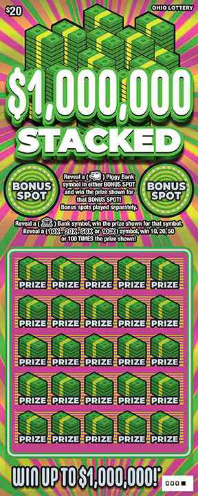 $1,000,000 Stacked scratchcard - game number #1084 - front