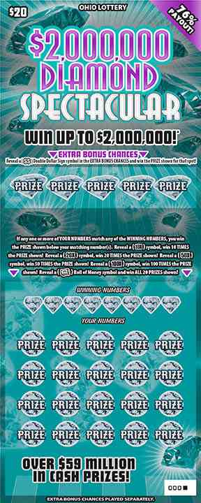 $2,000,000 Diamond Spectacular scratchcard - game number #795 - front