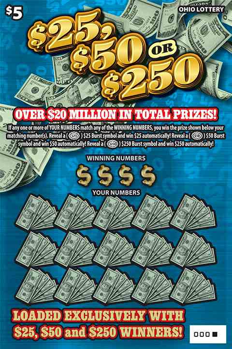 $25, $50, or $250 scratchcard - game number #846 - front