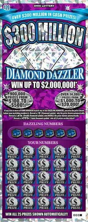 $300 Million Diamond Dazzler scratchcard - game number #1028 - front