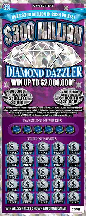 $300 Million Diamond Dazzler scratchcard - game number #671 - front