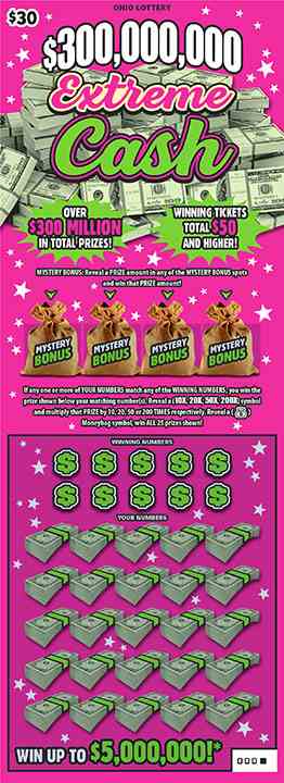 $300,000,000 Extreme Cash scratchcard - game number #785 - front